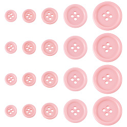 Pale Violet Red 4-Hole Resin Buttons, Flat Round, Pale Violet Red, 11.5~25.5x2.5~3.5mm, Hole: 1.8~2.5mm