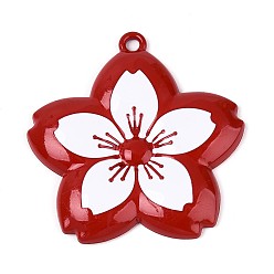 (123L) Белый крем непрозрачный блеск Спрей окрашены сплава большие кулоны, цветок, без кадмия, без никеля и без свинца, огнеупорный кирпич, 54.5x53.5x6 мм, отверстие : 3 мм