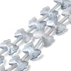 Светлый Стально-синий Гальванические стеклянные бусины, гальваническое покрытие, граненые, бантом, светло-стальной синий, 10x7x3.5 мм, отверстие : 0.9 мм, около 49~51 шт / нитка, 18.90~20.47 дюйм (48~52 см)