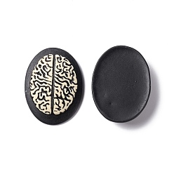 Другие Кабошоны из непрозрачной смолы на Хэллоуин, овальные, чёрные, другой узор, 36x27x7 мм