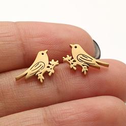 Золотой 304 серьги-гвоздики из нержавеющей стали, украшения для женщин, золотые, 7x12 мм