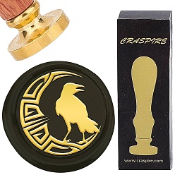 Raven Латунная восковая печать с деревянной ручкой, для diy scrapbooking, ворон, 25 мм
