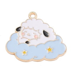 Cloud Подвески из эмали и сплава, овечьи прелести, золотой свет, облако прелести, 24x27x1 мм, отверстие : 1.8 мм
