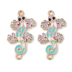 Голубой Подвески из сплава эмали, звенья ящерицы с хрустальными стразами, золотой свет, без кадмия, без никеля и без свинца, голубой, 30x16x2 мм, отверстие : 1.6 мм