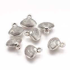 Antique Silver CCB Plastic Pendants, Shell Charms, Antique Silver, 17x17x5mm, Hole: 3mm