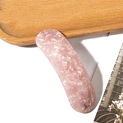 Розовый Заколки для волос из ПВХ под мрамор, длинный овал, туманная роза, 80 мм