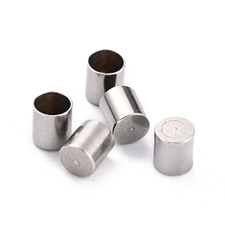 Stainless Steel Color Tarnish Resistant 304 Stainless Steel Cord Ends, End Caps, Column, Stainless Steel Color, 5x4.5mm, Inner Diameter: 4mm