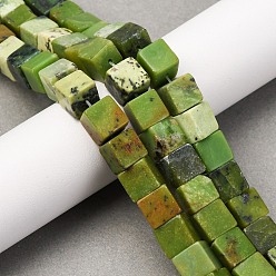 Змеевик Природные серпантину нитей бисера, кубические, 8~8.5x8~8.5x8~8.5 мм, отверстие : 1.2 мм, около 46 шт / нитка, 15.35'' (39 см)
