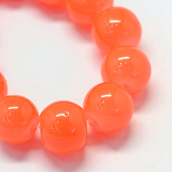 Coral Baking Painted Imitation Jade Glass Round Bead Strands, Coral, 6.5mm, Hole: 1.5mm, about 145pcs/strand, 31.8 inch