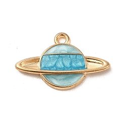 Средний Бирюзовый Подвески из эмали и сплава, золотой свет, очарование планеты, средне бирюзовый, 15x23.5x2 мм, отверстие : 1.6 мм