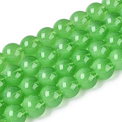 Зеленый лайм Прозрачные стеклянные нити, имитирующие кошачий глаз, круглые, зеленый лайм, 8~8.5 мм, отверстие : 0.8~1.2 мм, около 103~110 шт / нитка, 29.13~32.28 дюйм (74~82 см)