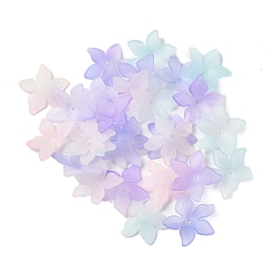 Разноцветный Прозрачные акриловые шарики, 5-лепестков цветка, красочный, 24x25.5x5.5 мм, отверстие : 1.5 мм, 550 шт / 500 г