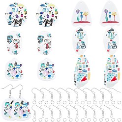 (52) Непрозрачная лаванда 20шт. наборы для самостоятельного изготовления висячих сережек, в том числе акриловые подвески, железные крючки для сережек и прыгающие кольца, разноцветные, 57.5x28x2.5 мм, отверстие : 1.5 мм