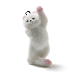 Cat Shape Кулоны из флокированной смолы, с железной платиной петлей, форма кошки, 40x17x16 мм, отверстие : 1.8 мм