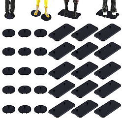Black 100Pcs 2 Styles PC Plastic Action Figure Display Pedestals, Flat Round and Rectangle, Black, 3.3x6.55x0.58cm and 3.15x0.58cm, 1pc/style