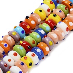 Разноцветный Ручной работы Lampwork неровный бисер, рондель, красочный, 10~11x5~5.5 мм, отверстие : 1.8 мм, около 40 шт / нитка, 8.46'' (21.5 см)