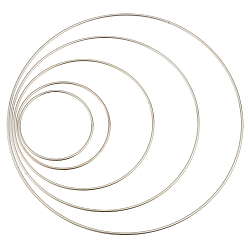 Платина 10 шт. 5 стили железных соединительных колец, пайки, без кадмия и без никеля, для изготовления колец в технике макраме, платина, 80~250x3 мм, внутренний диаметр: 75~245 мм, 2 шт / стиль