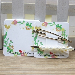 Цветок Квадратные бумажные заколки для волос, карты-держатели бантов для волос, аксессуары для волос принадлежности головной убор карта, белые, цветочный узор, 6x6x0.03 см, отверстие : 8 мм