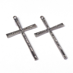 Antique Silver Tibetan Style Alloy Cross Large Pendants, Lead Free, Cadmium Free and Nickel Free, Antique Silver, 61.5x36.5x2mm, Hole: 2mm