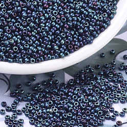 (RR2018) Matte Metallic Indigo Iris MIYUKI Round Rocailles Beads, Japanese Seed Beads, 11/0, (RR2018) Matte Metallic Indigo Iris, 2x1.3mm, Hole: 0.8mm, about 5500pcs/50g