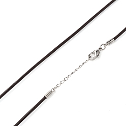 Coconut Brown Leather Cord Necklace Making, with Zinc Alloy Lobster Claw Clasps and Brass Findings, Nickel Free, Platinum Metal Color, Coconut Brown, 47~48cm(18.5~19 inch)