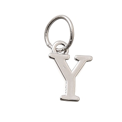 Letter Y 925 стерлингов серебряные подвески, буквы, Письмо Y, 10x7x1 мм, отверстие : 4 мм
