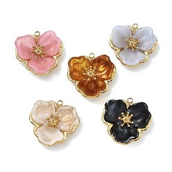 (52) Непрозрачная лаванда 304 подвески из нержавеющей стали, , с акриловой, реальный 18 k позолоченный, ионное покрытие (ip), разноцветные, 24.5x25x7 мм, отверстие : 1.8 мм