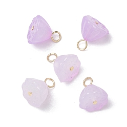 Фиолетовый Акриловые подвески лотоса, с 304 петлями из нержавеющей стали, фиолетовые, 12x10.5x8 мм, отверстие : 2.5 мм