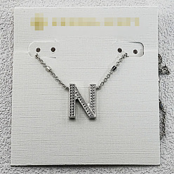 Letter N Латунные инициальные подвески-ожерелья для женщин, платина, Письмо N, 15.75 дюйм (40 см)