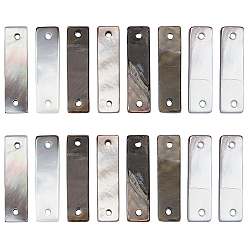 Rectangle 16Pcs Natural Black Lip Shell Connector Charms, Rectangle, 20.5x5.5x2mm, Hole: 1.2mm