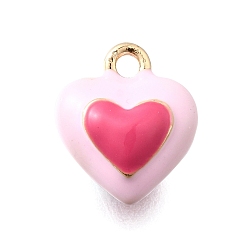 Сердце Цинкового сплава эмали прелести, реальный 18 k позолоченный, сердце, 12x10.5x7 мм, отверстие : 1.6 мм