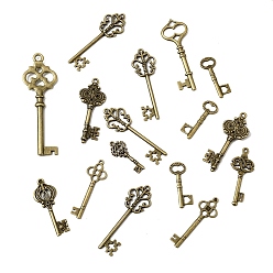 Античная Бронза Сплавочные подвески тибетского стиля, Брелоки для ключей, античная бронза, 32~70x13.5~31x2~4 мм, отверстие : 2.5~7.5 мм