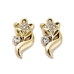 Золотой Подвески из сплава кристаллов, со стразами, лиса прелести, золотые, 23.5x13x4 мм, отверстие : 1.6 мм