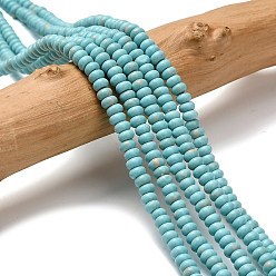 Аквамарин Синтетические имперские нитки из бисера яшмы, окрашенные, рондель, аквамарин, 4x1.5 мм, отверстие : 0.7 мм, около 155 шт / нитка, 14.96'' (38 см)