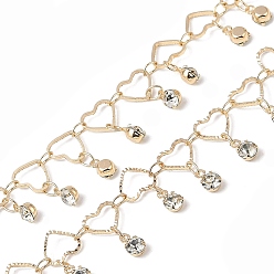 Light Gold Цепи ручной работы из латуни и стекла, для ожерелья браслеты решений, долговечный, пайки, с катушкой, сердце, золотой свет, 7.5x6.5x1 мм, около 16.40 футов (5 м) / рулон