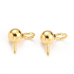 Настоящее золото 18K 304 серьги-гвоздики из нержавеющей стали, с петлей и 316 хирургическим стержнем из нержавеющей стали, реальный 18 k позолоченный, 4x4.5x2.5 мм, отверстие : 1.4 мм, штифты : 0.5 мм