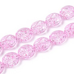 Бледно-Розовый Краска для выпечки, прозрачные стеклянные бусины, нити, овал и пчела, розовый жемчуг, 15.5x13.5x7.5 мм, отверстие : 1 мм, около 40 шт / нитка, 24.80 дюйм (63 см)