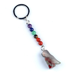 Гелиотроп Брелок с кровью дракона, с кварцевым резонатором, аметист, ляпис, авантюрин, красный агат, красная яшма, динозавр, 11 см
