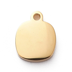 Golden PVD-Vakuumbeschichtung 304 Anhänger aus Edelstahl, langlebig überzogen, Hochglanzpolierte Oberfläche, Viereck, golden, 8x6.5x2 mm, Bohrung: 0.8 mm
