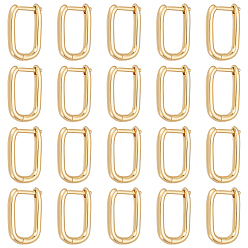 Настоящее золото 18K 10 пары латунных серег-колец Huggie Hoop, долговечный, прямоугольные, реальный 18 k позолоченный, 16x12x2 мм, штифты : 0.8 мм