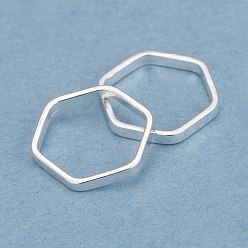 Посеребрённый Латунные соединительные колечки, долговечный, шестиугольник, 925 серебро покрытием, 9x8x1 мм, внутренний диаметр: 7x7 мм