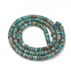 Teal Synthetic Imperial Jasper Beads Strands, Heishi Beads, Flat Round/Disc, Teal, 4~5x2~2.5mm, Hole: 0.5mm, about 173pcs/strand, 15.5 inch