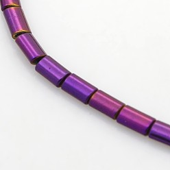 С Фиолетовым Покрытием Гальванизировать немагнитных синтетический гематит бисер пряди, трубка, с фиолетовым покрытием, 5x3x2 мм, отверстие : 1 мм, около 79 шт / нитка, 15.7 дюйм