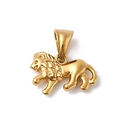 Лев Тема животных 304 подвески из нержавеющей стали, ионное покрытие (ip), реальный 20 k позолоченный, лев, 13x22x4.5 мм, отверстие : 9x5 мм