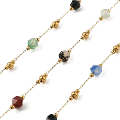 Натуральный Агат Ионное покрытие (ip) 304 цепи из нержавеющей стали, с естественным агата, пайки, без кадмия и без свинца, с катушкой, 2~6 мм