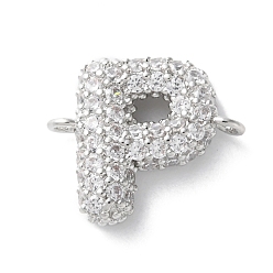 Letter P Латунные микро-паве кубические цирконии буквы ссылки, для изготовления именных ожерелий, долговечный, без кадмия и без свинца, Письмо P, 14x16x4 мм, отверстие : 1.4 мм