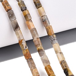 Crazy Agate Natural Crazy Agate Beads Strands, Hexagonal Prism, 5~7.5x3.5~4.5mm, Hole: 0.6~0.8mm, about 57~64pcs/strand, 14.76~15.55 inch(37.5~39.5cm)