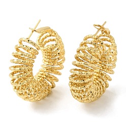 Золотой Вакуумное покрытие pvd 201 серьги-кольца из нержавеющей стали с 304 штифтами из нержавеющей стали, проволочные украшения для женщин, золотые, 33x10.5 мм