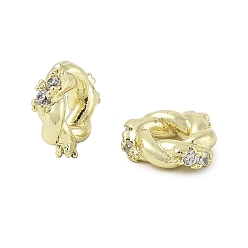 Золотой Латунные микро проложить кубического циркония бусы, без свинца и без кадмия, кольцевые, золотые, 6.5x6.5x2 мм, отверстие : 2.5 мм