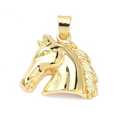 Настоящее золото 18K Латунные подвески, лошади прелести, долговечный, без кадмия и без свинца, реальный 18 k позолоченный, 20.5x22.5x4 мм, отверстие : 5x4 мм